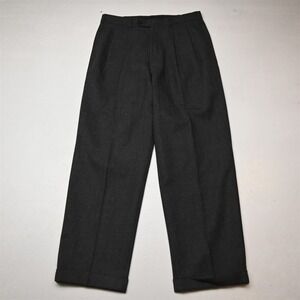 Vtg Y2K 2000s 30x30 Gray 100% Wool Flannel Pleated Cuffed Baggy High Waist Pants